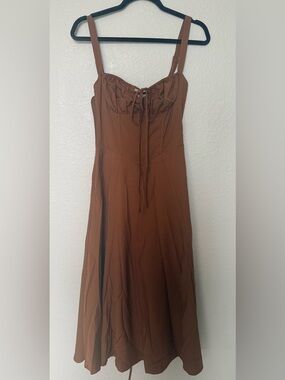 Brown corset midi-dress